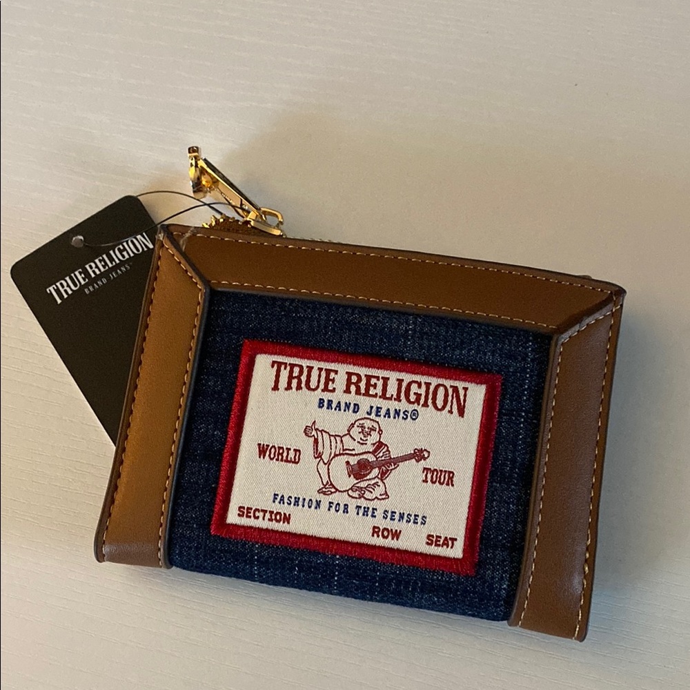 True Religion Buddha Brown and Blue credit card Holder Accessory wallet